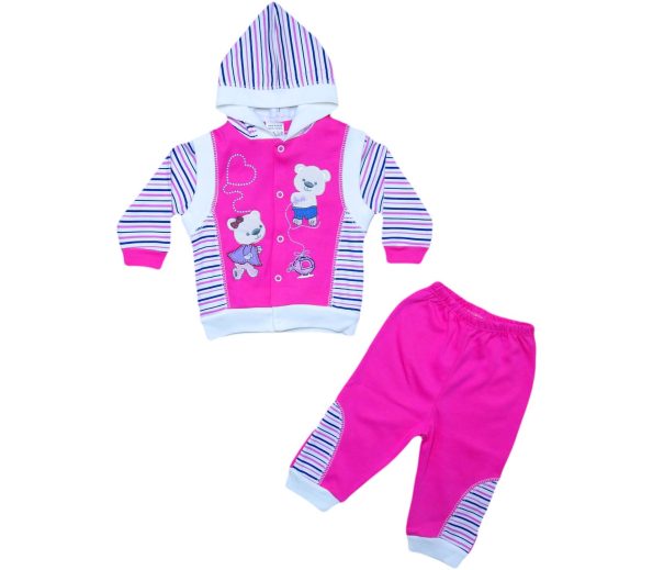067 Wholesale Toddler Baby 3pcs Suit Set 3-9M Fuchsia