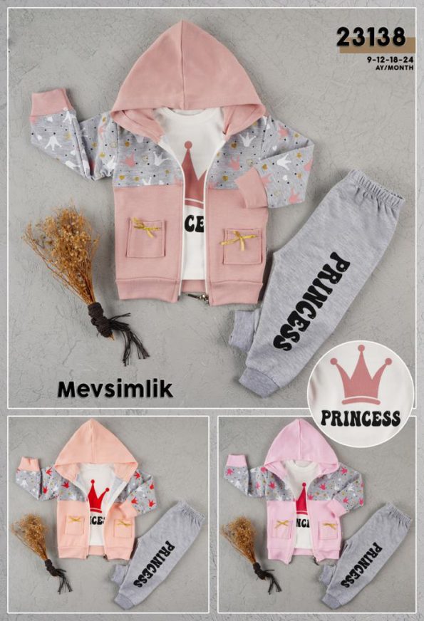 23138 Three-piece Baby Girls Tracksuit for 9-24 months