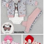 23147 Baby Girl Set Jacket, Bodysuit and Pant 3-Piece for 3-6-9 month