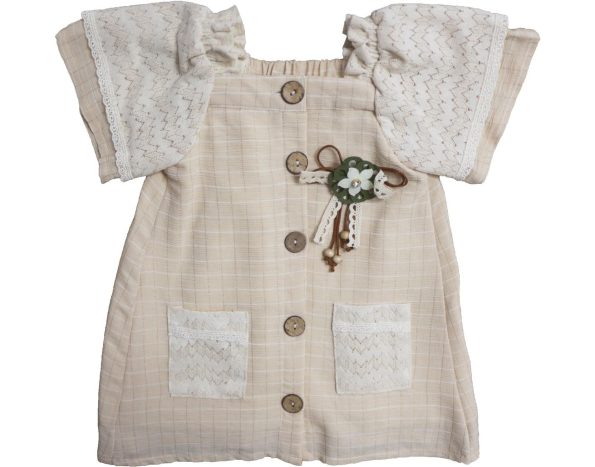 3711 Baby Girls Dress Wholesale 9-24M cream