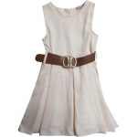 3731 Wholesale Dresses For Girls Casual With Belt 2-5Y Beige