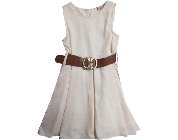 3731 Wholesale Dresses For Girls Casual With Belt 2-5Y Cream