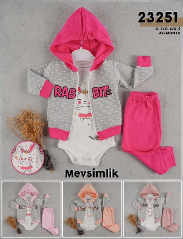 Wholesale Baby Girls Set 3-Piece for 3-6-9 month