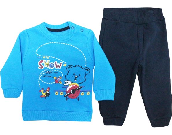 2366-1 Wholesale Baby Boys 2 Piece Tracksuit Set 6-18 months Turquoise