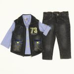 3PCS Suit Denim Vest Jeans and Shirt 9-24M Denim