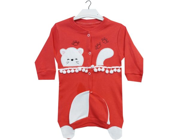 Baby and Toddler Wholesale Rompers 3-6-9 months With Cat red