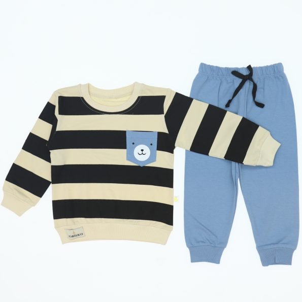 Wholesale Baby 2-Piece Sweat and Sweatpants Set 9-24M Striped Blue