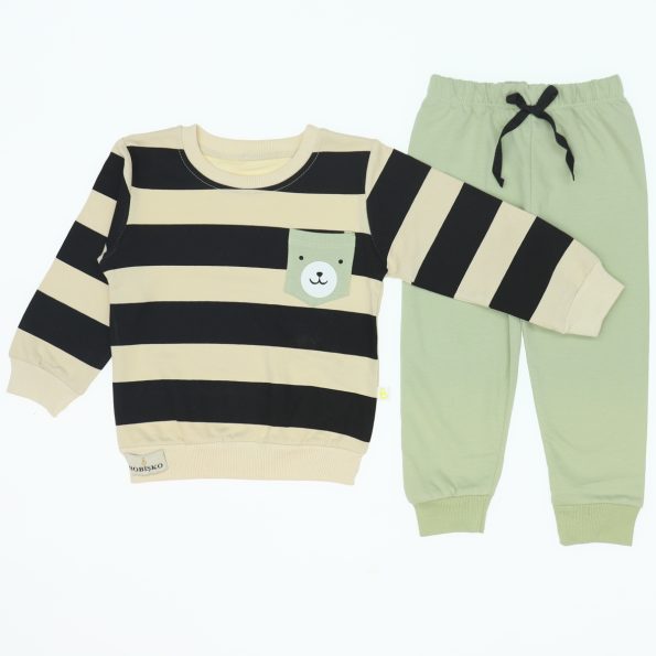 Wholesale Baby 2-Piece Sweat and Sweatpants Set 9-24M Striped Light Blue