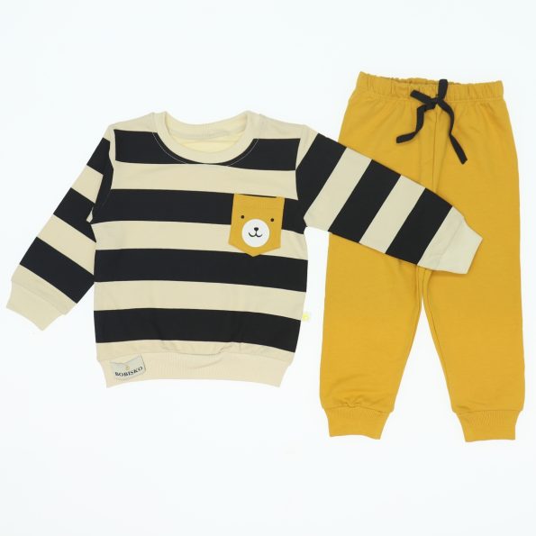 Wholesale Baby 2-Piece Sweat and Sweatpants Set 9-24M Striped Yellow