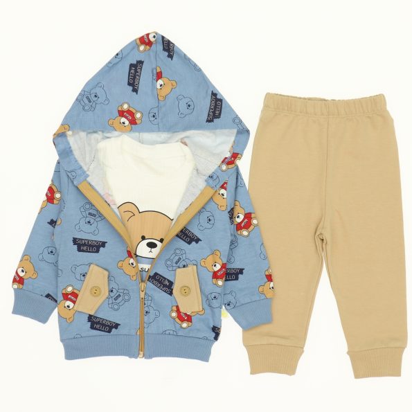 Wholesale Baby 3-Piece Jacket Sweat and Sweatpants Set 9-24M Blue