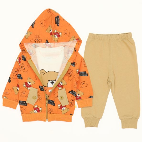 Wholesale Baby 3-Piece Jacket Sweat and Sweatpants Set 9-24M Orange