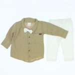 Wholesale Baby Boys 3pcs Set With Bow Tie 6-12M Yellow