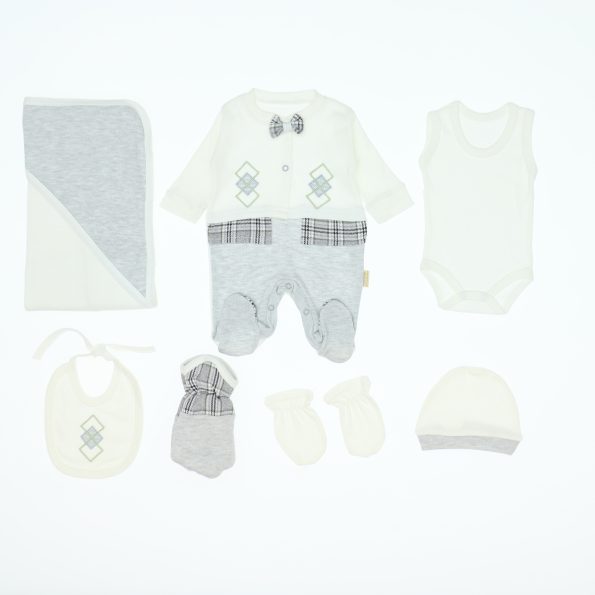 Wholesale Baby Newborn 7 Piece Clothing Gift Set Grey