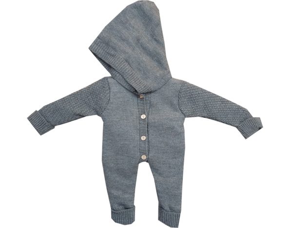 Wholesale Newborn Baby Hooded Knit Jumpsuit 3-6-9M Grey