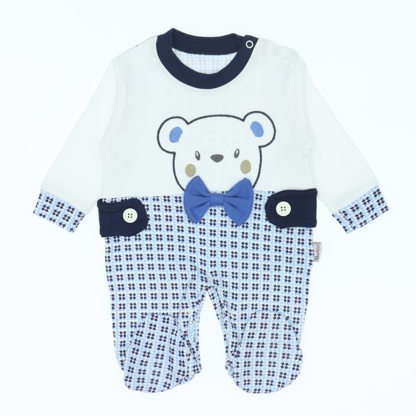Wholesale Newborn Baby Onesie Romper 3-6-9M Bear with Bow tie blue