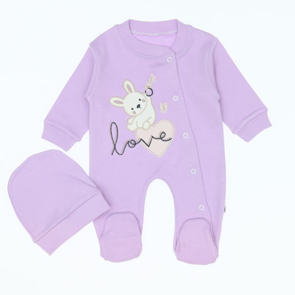 Wholesale Newborn Baby Onesie Romper 3-6-9M Love Rabbit Purple