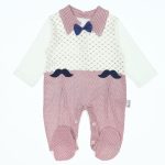 Wholesale Newborn Baby Onesie Romper 3-6-9M with Bow tie and mustache light blue