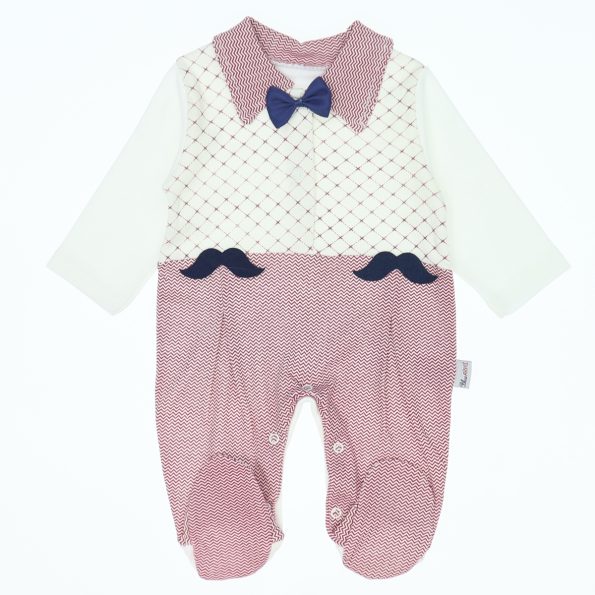 Wholesale Newborn Baby Onesie Romper 3-6-9M with Bow tie and mustache red