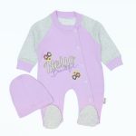 Wholesale Single Breasted Baby Rompers 3-6-9M Hello Purple
