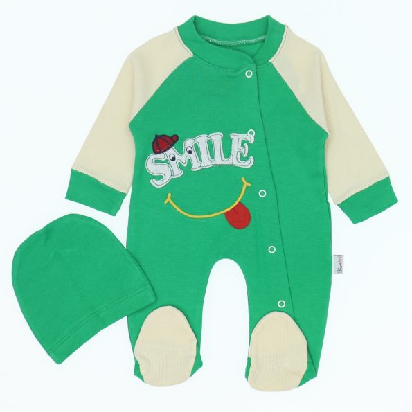 Wholesale Single Breasted Hooded Baby Rompers 3-6-9M Green