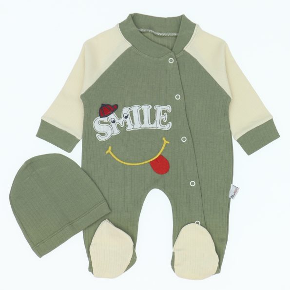 Wholesale Single Breasted Hooded Baby Rompers 3-6-9M Khaki