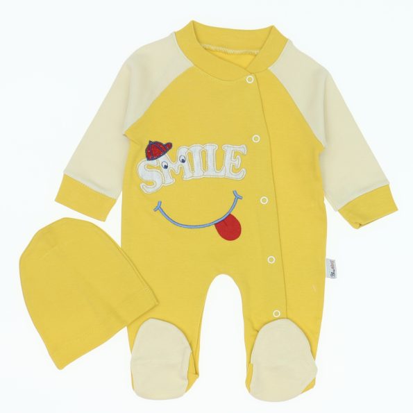 Wholesale Single Breasted Hooded Baby Rompers 3-6-9M Yellow