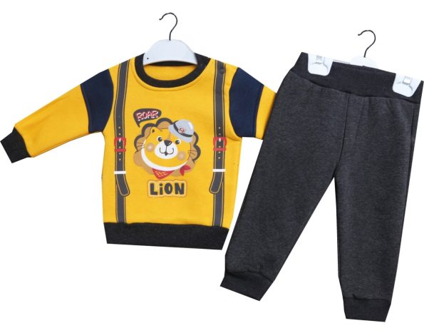 Wholesale Suit Set For Babies of 2 for 6-18M with Lion Print yellow