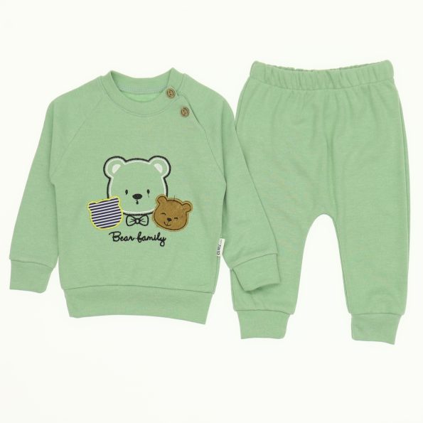 Wholesale Suit Set For Babies of 2 for 9-12-18M Bear Family Green