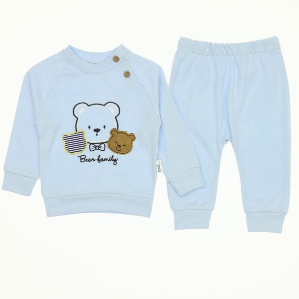 Wholesale Suit Set For Babies of 2 for 9-12-18M Bear Family Light Blue