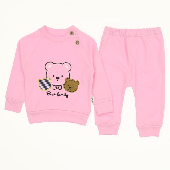 Wholesale Suit Set For Babies of 2 for 9-12-18M Bear Family Pink