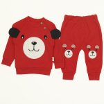 Wholesale Suit Set For Babies of 2 for 9-12-18M Bear print Burgundy