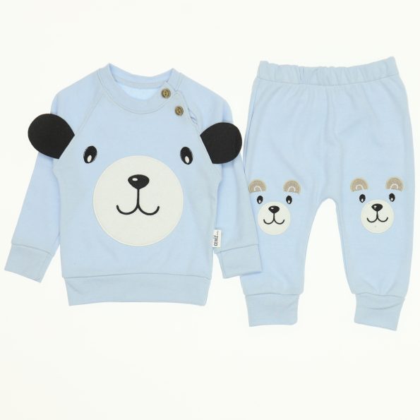 Wholesale Suit Set For Babies of 2 for 9-12-18M Bear print Light Blue