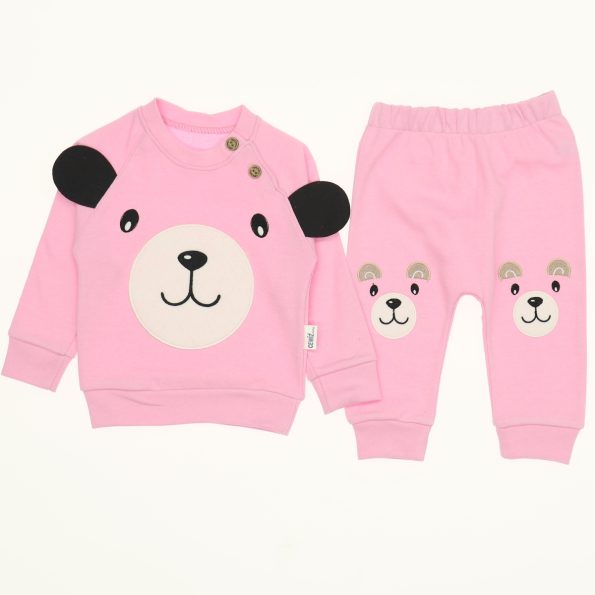 Wholesale Suit Set For Babies of 2 for 9-12-18M Bear print Pink