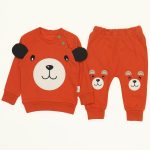Wholesale Suit Set For Babies of 2 for 9-12-18M Bear print Burgundy