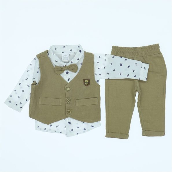 Wholesale Toddler 3pcs Suit Set 6-12M brown with bow tie