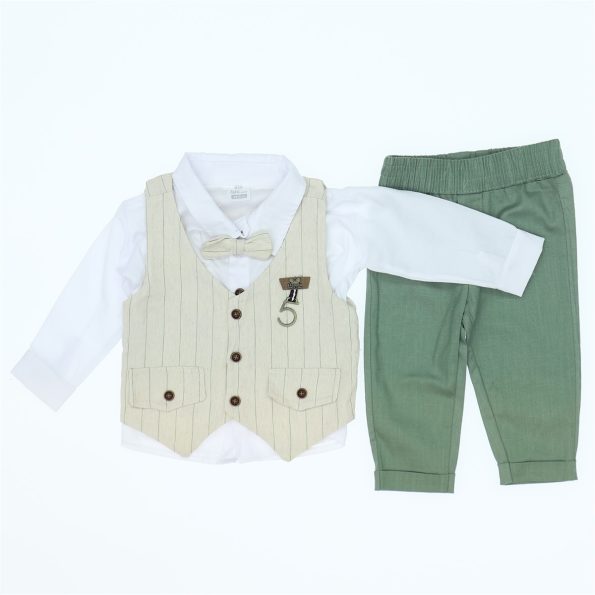 Wholesale Toddler Boys 3pcs Set With Bow Tie 6-12M Green