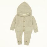 Winter Season Newborn Baby Hooded Knit Jumpsuit 3-6-9M Powder