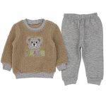 1001 Wholesale Toddler 2-Piece Set 9-18M Bear embroidered Mustard