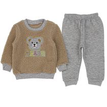 1001 Wholesale Toddler 2-Piece Set 9-18M Bear embroidered Beige