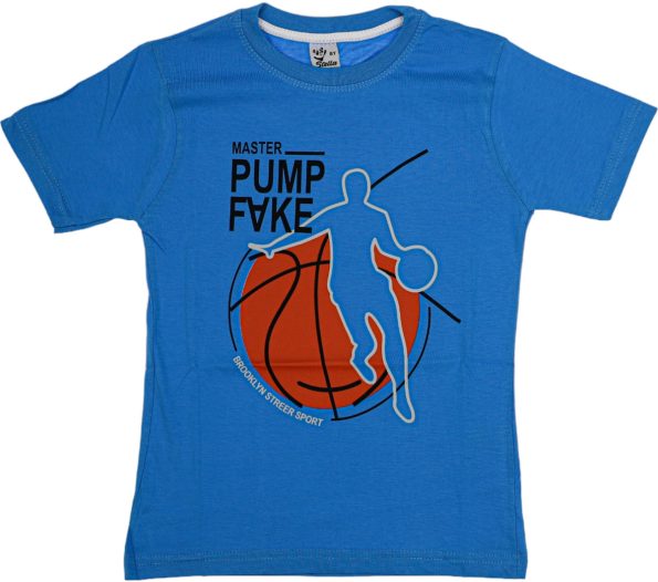1007 Wholesale Boys Kids T Shirt 8 12Y Master Pump Fake Print blue