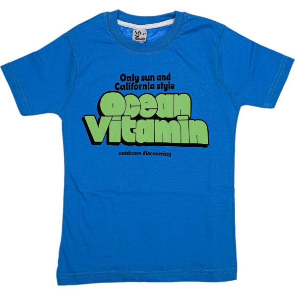 1017 Wholesale Boys Kids T Shirt 3 7Y Ocean Vitamin Print Blue