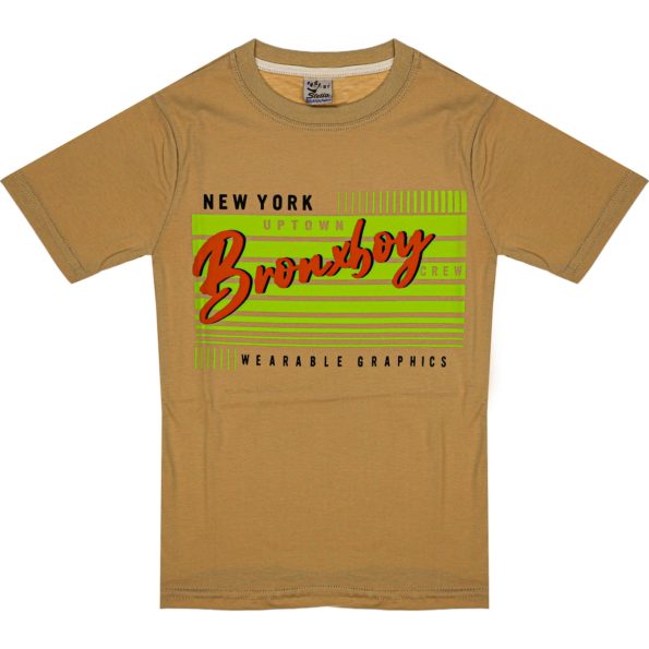 1024 Wholesale Boys Kids T Shirt 8 12Y Bronxboy Print Light Brown