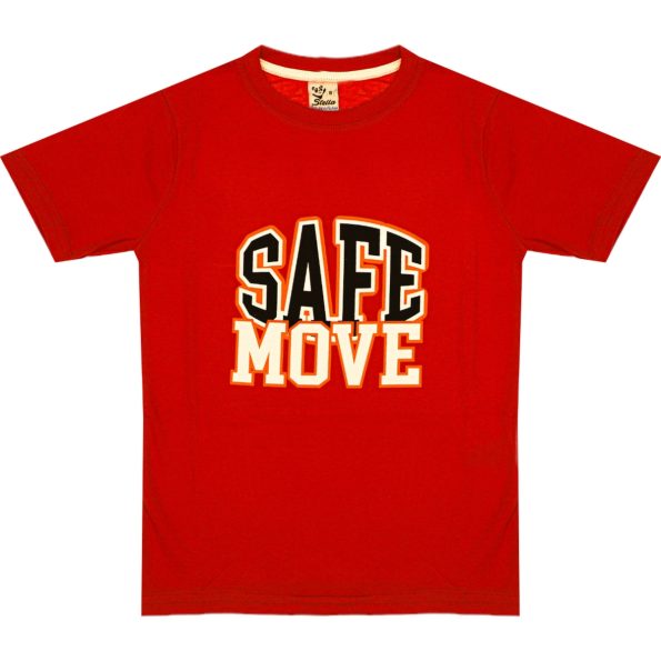 1025 Wholesale Boys Kids T Shirt 8 12Y Safe Move Print Red