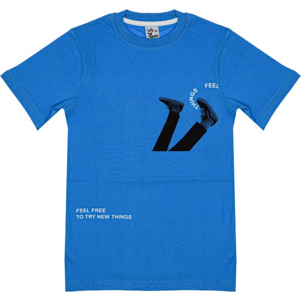 1029 Wholesale Boys Kids T Shirt 8 12Y Things Feel Print blue