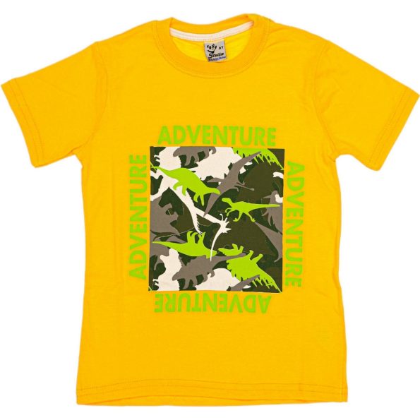 1030 Wholesale Boys Kids T Shirt 3 7Y Adventure Print yellow