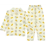 1058 Wholesale Kids Pajamas Set 1-3Y duck print yellow