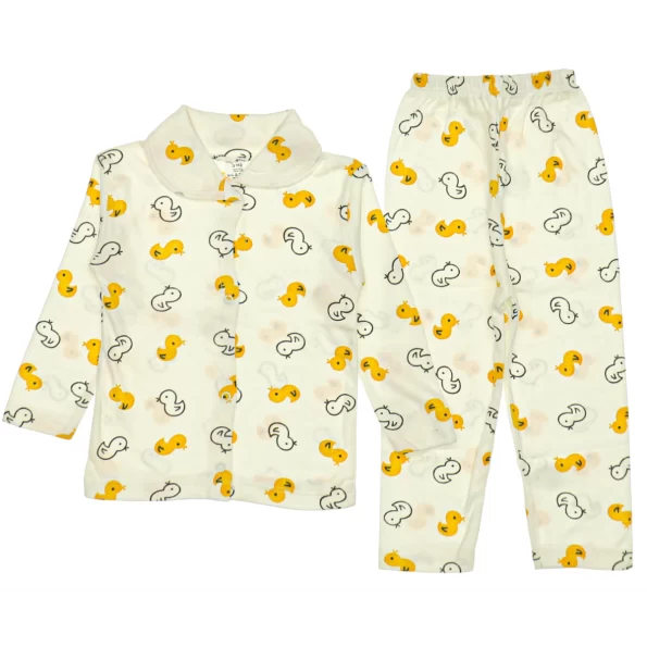 1058 Wholesale Kids Pajamas Set 1 3Y duck print yellow