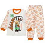 1078 Wholesale Boys Kids Pajamas Set 1-3Y basketball teamprint burgundy
