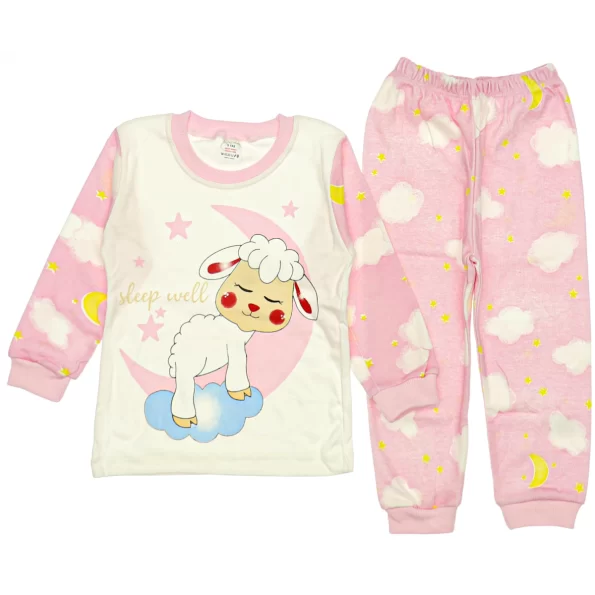 1145 Wholesale Toddler Pajamas Set 1 3Y lamb print pink