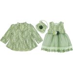 11948 Wholesale Girls 2-Piece Blouse and Dress Set 2-5Y With Bag Green